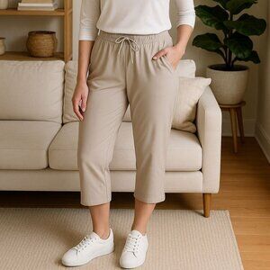 32 Degrees Cool Sm Crop Lux Capri Pants Elastic Waist Straight Leg Lightweight